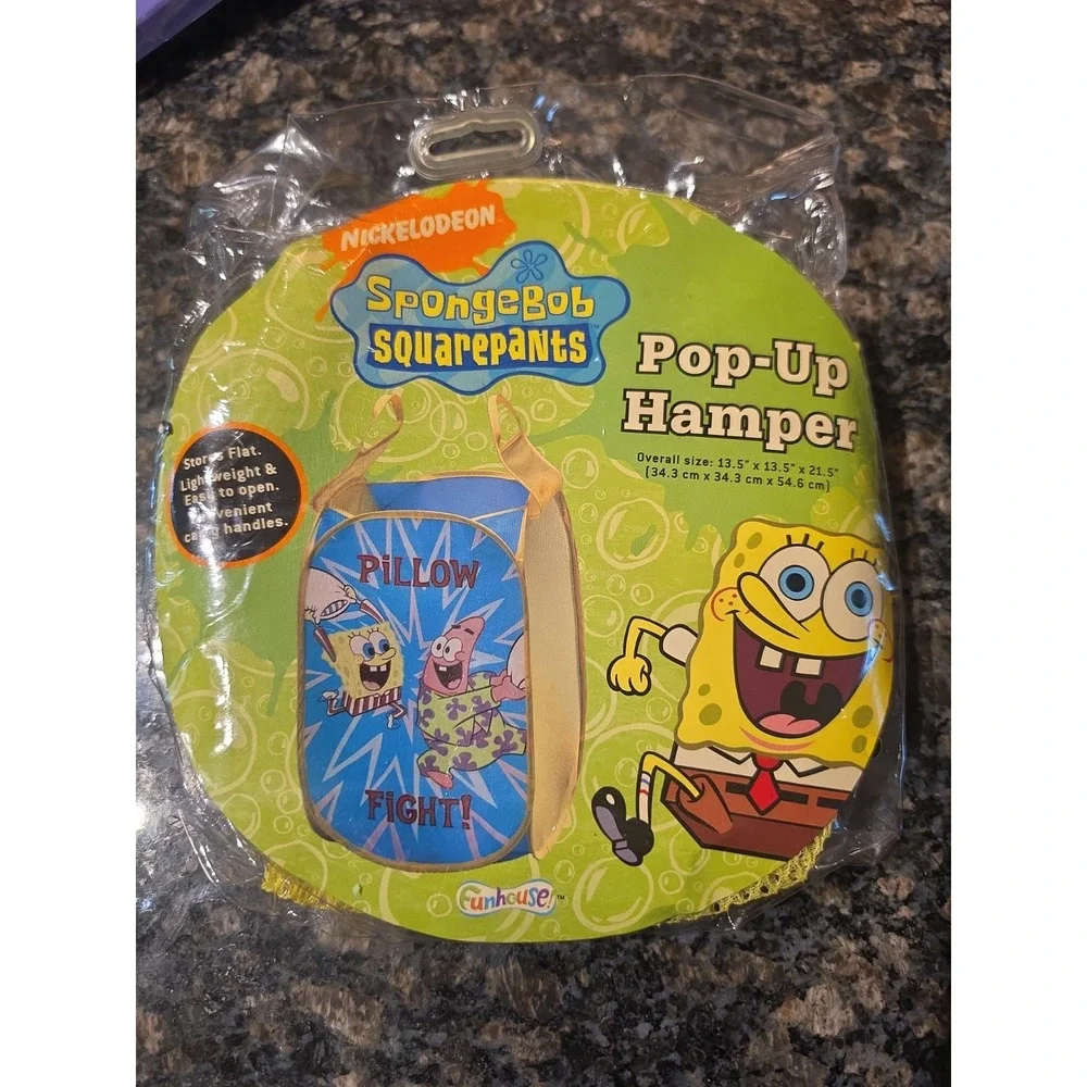 2007 Vtg Nick Spongebob Squarepants Pop-Up Mesh Clothes Hamper with Handles New